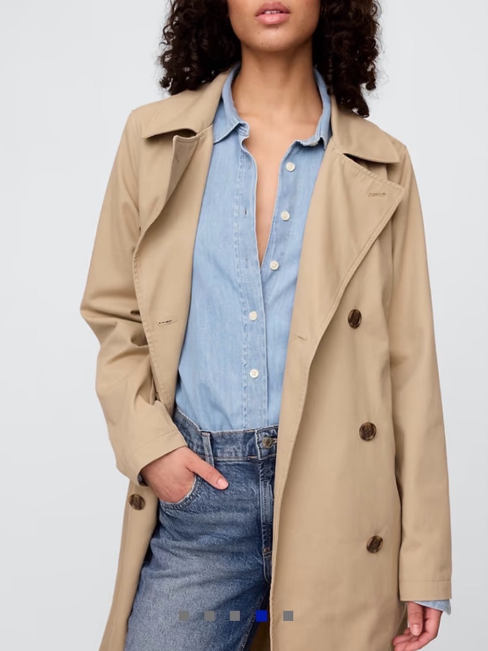 GAP Khaki Modern Trench Coat with Belt - Picture 2 of 6